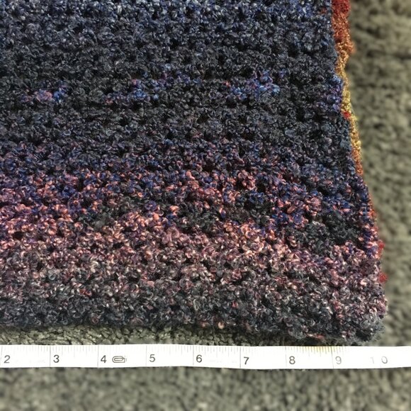 Hand Crocheted Red Tan Purple Pink Blue Boucle Extra Long Net Fringed Scarf - Picture 13 of 15